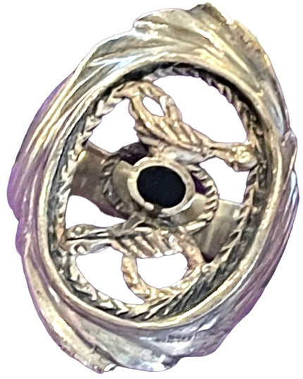 Vintage Handcrafted Sterling silver 925 Black onyx snake serpent LG