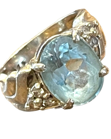 Vintage 1990s Simulated CZ Topaz sterling silver 925 Fancy dinner ring