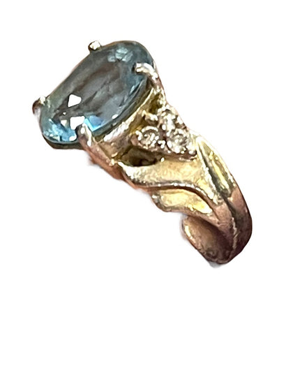 Vintage 1990s Simulated CZ Topaz sterling silver 925 Fancy dinner ring
