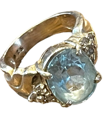 Vintage 1990s Simulated CZ Topaz sterling silver 925 Fancy dinner ring
