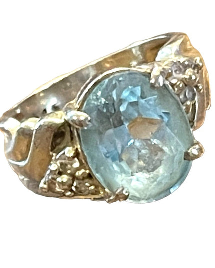 Vintage 1990s Simulated CZ Topaz sterling silver 925 Fancy dinner ring