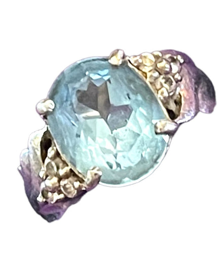 Vintage 1990s Simulated CZ Topaz sterling silver 925 Fancy dinner ring