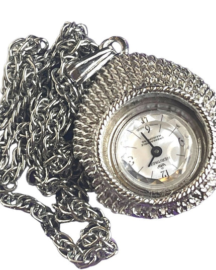 Vintage 1960s brushed silver finish Heritage fancy necklace watch