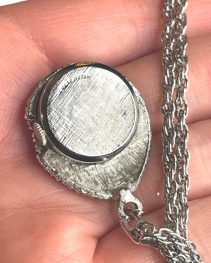 Vintage 1960s brushed silver finish Heritage fancy necklace watch