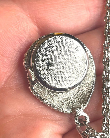 Vintage 1960s brushed silver finish Heritage fancy necklace watch