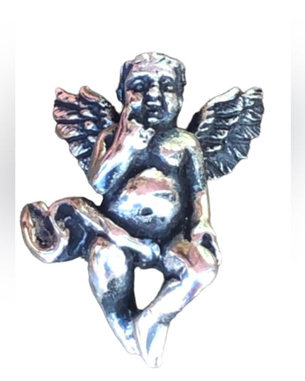 Vintage sterling silver 925 cherub angel necklace pendant charm