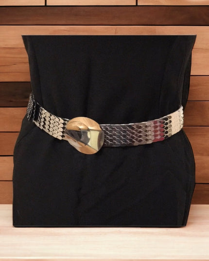 Vintage Chunky silver snake metal heavy belt