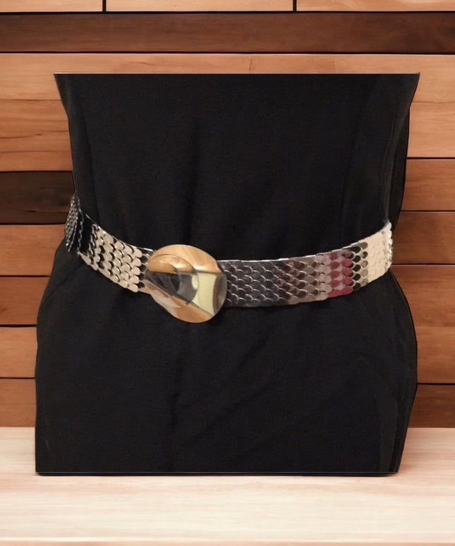 Vintage Chunky silver snake metal heavy belt