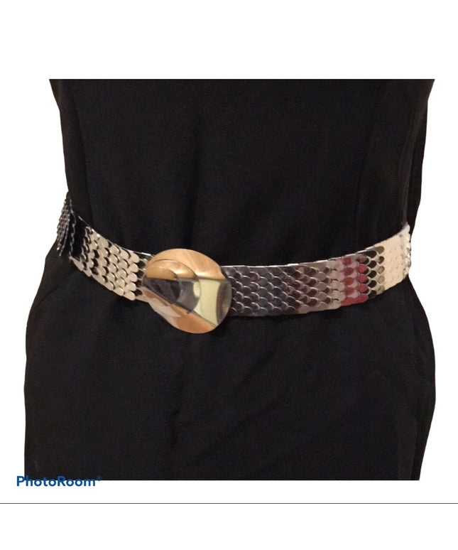Vintage Chunky silver snake metal heavy belt