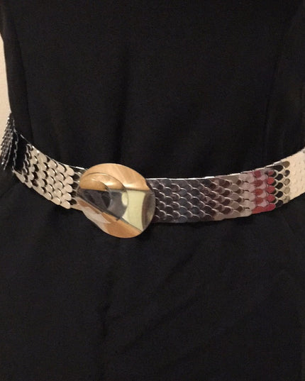 Vintage Chunky silver snake metal heavy belt