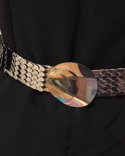 Vintage Chunky silver snake metal heavy belt