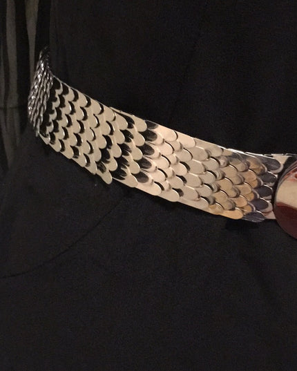 Vintage Chunky silver snake metal heavy belt