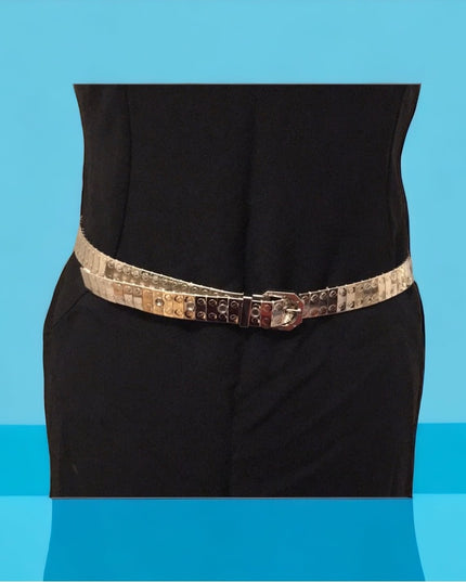 Vintage Silver metal belt chunky 34”