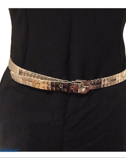 Vintage Silver metal belt chunky 34”