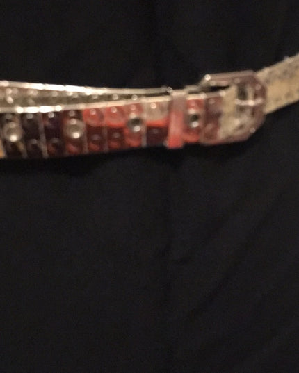 Vintage Silver metal belt chunky 34”