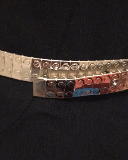 Vintage Silver metal belt chunky 34”
