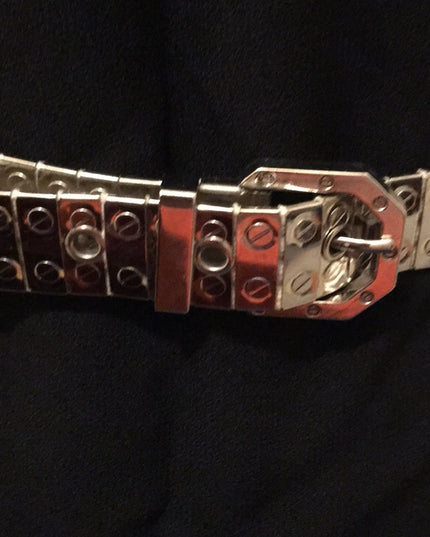 Vintage Silver metal belt chunky 34”