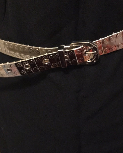 Vintage Silver metal belt chunky 34”