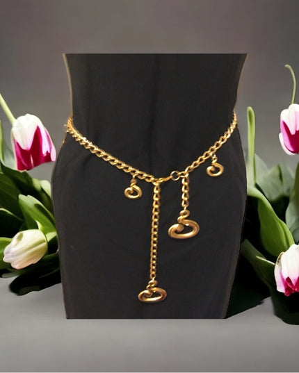 Vintage Heavy quality Gold tone Metal chain link belt