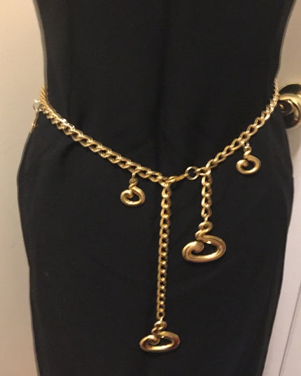 Vintage Heavy quality Gold tone Metal chain link belt