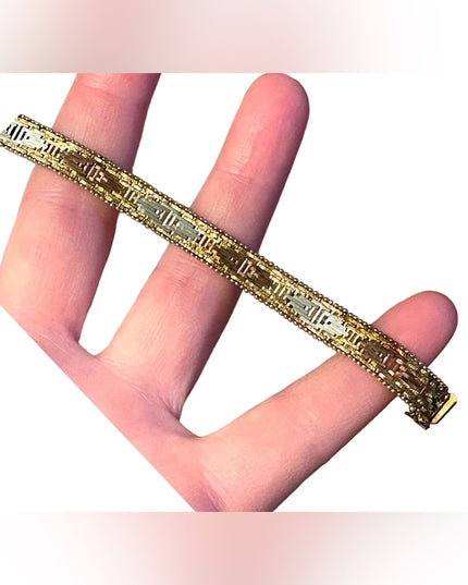 Tricolor Sterling silver Italy 9mm bracelet Milor Riccio bracelet gold silver