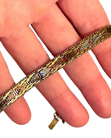 Tricolor Sterling silver Italy 9mm bracelet Milor Riccio bracelet gold silver