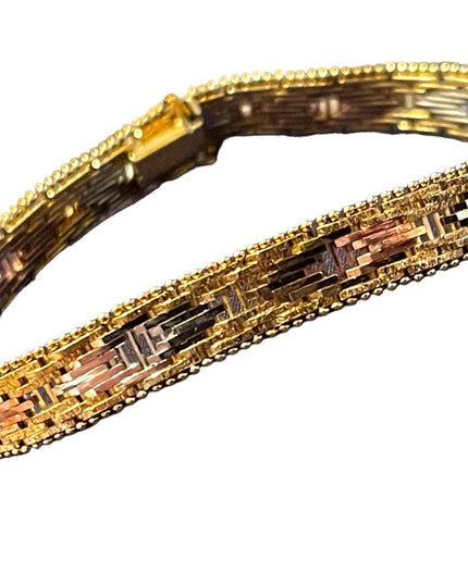 Tricolor Sterling silver Italy 9mm bracelet Milor Riccio bracelet gold silver