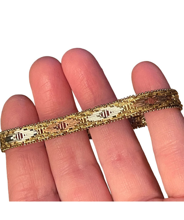 Tricolor Sterling silver Italy 9mm bracelet Milor Riccio bracelet gold silver