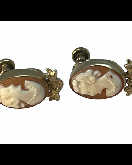 Vintage 12k GF Gold Shell Cameo screw back earrings