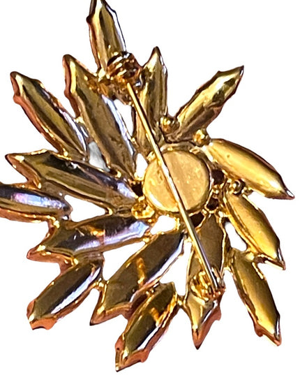 Vintage 1950s Stunning brown Amber starburst CZECH crystal brooch
