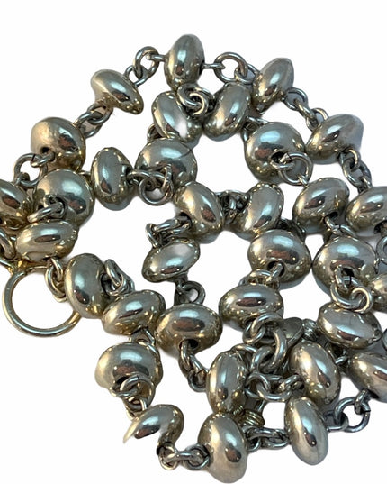 Lovely Heavy ATI 925 Sterling silver link bead necklace