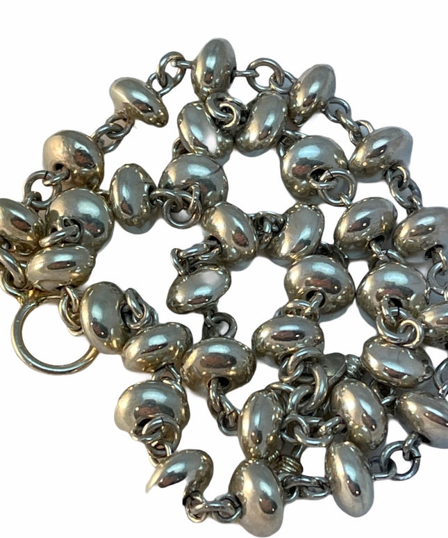 Lovely Heavy ATI 925 Sterling silver link bead necklace