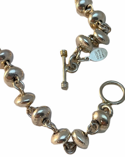 Lovely Heavy ATI 925 Sterling silver link bead necklace