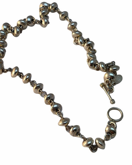 Lovely Heavy ATI 925 Sterling silver link bead necklace