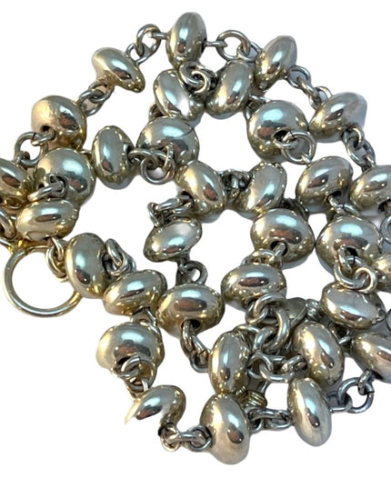 Lovely Heavy ATI 925 Sterling silver link bead necklace
