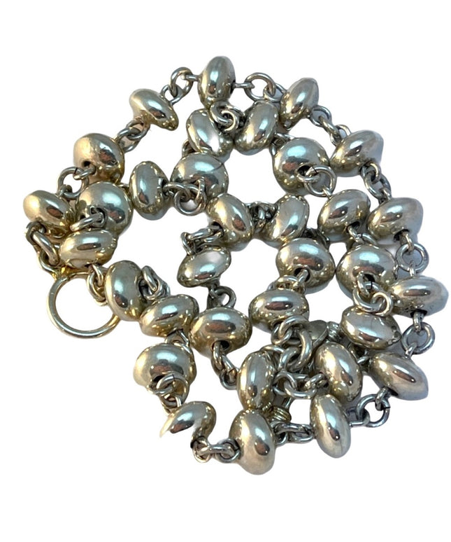 Lovely Heavy ATI 925 Sterling silver link bead necklace