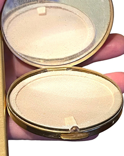 Rare Vintage C1950s Cameo comb & compact blue lucite Othermof pearl finish gold