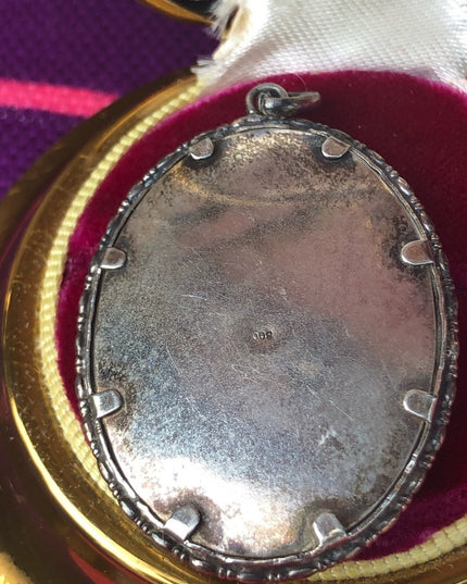 Antique 800 silver photo pendant Locket Lady