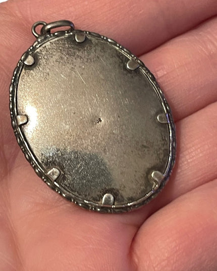 Antique 800 silver photo pendant Locket Lady