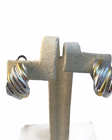 - c1980 Nina Ricci Gold silver tone clip earrings