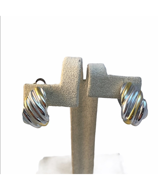 - c1980 Nina Ricci Gold silver tone clip earrings