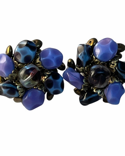 Vintage C1950s Murano Glass clip on earrings 1” chunky