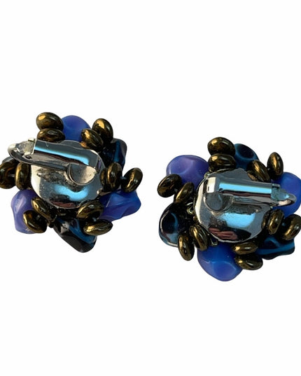 Vintage C1950s Murano Glass clip on earrings 1” chunky