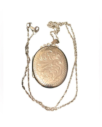 Vintage 1960s Sterling silver 925 Rhodium plated Etched locket necklace …