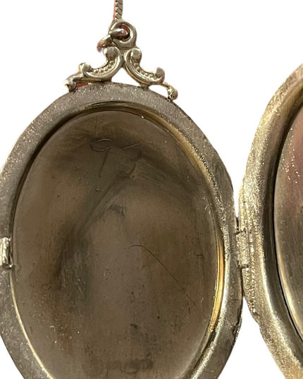 Antique Sterling silver 925 Etched LARGE locket Victorian necklace (B) S…