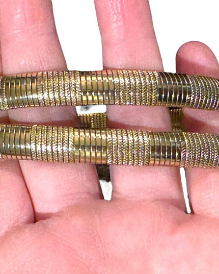 Lovely Vintage Quality gold textured belt black clear crystal glass 30” Vg cond