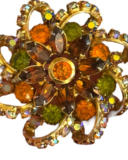 Vintage Continental crystal SET brooch & Clipmon earrings
