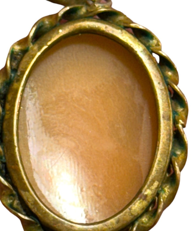 Vintage Brass carved shell Cameo pendant