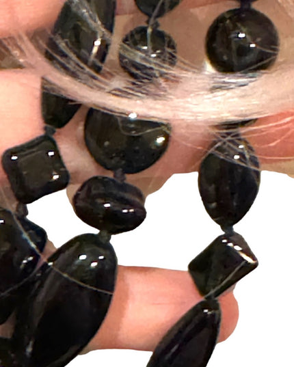 Vintage Black glass Trifari fancy bead necklace