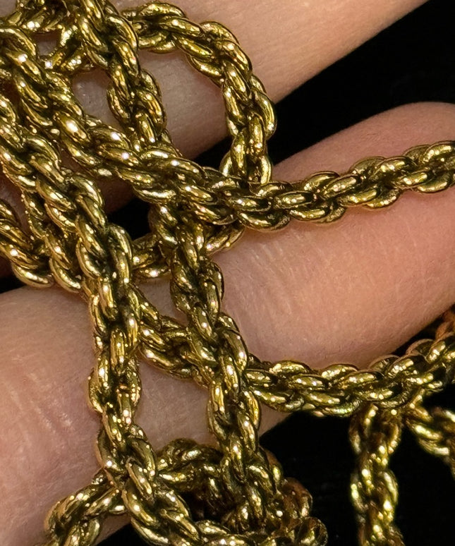 1928 Gold finish fancy Victorian Revival large locket 30” necklace